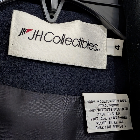 VTG JH Collectibles Wool Blazer 4 Navy Blue Velvet Collar Equestrian Academia - Picture 6 of 6